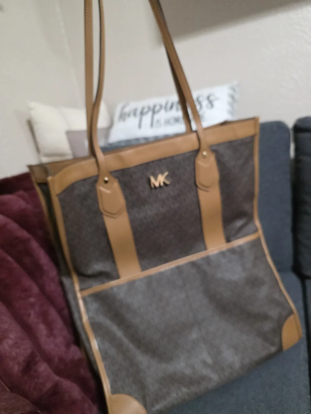 Michael Kors Brown and Tan Monogram Tote